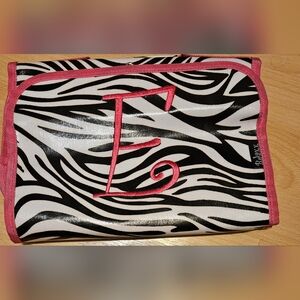 BJaxx Brand Women's Large Initial E Zebra Hanging Cosmetic Organizer Bag